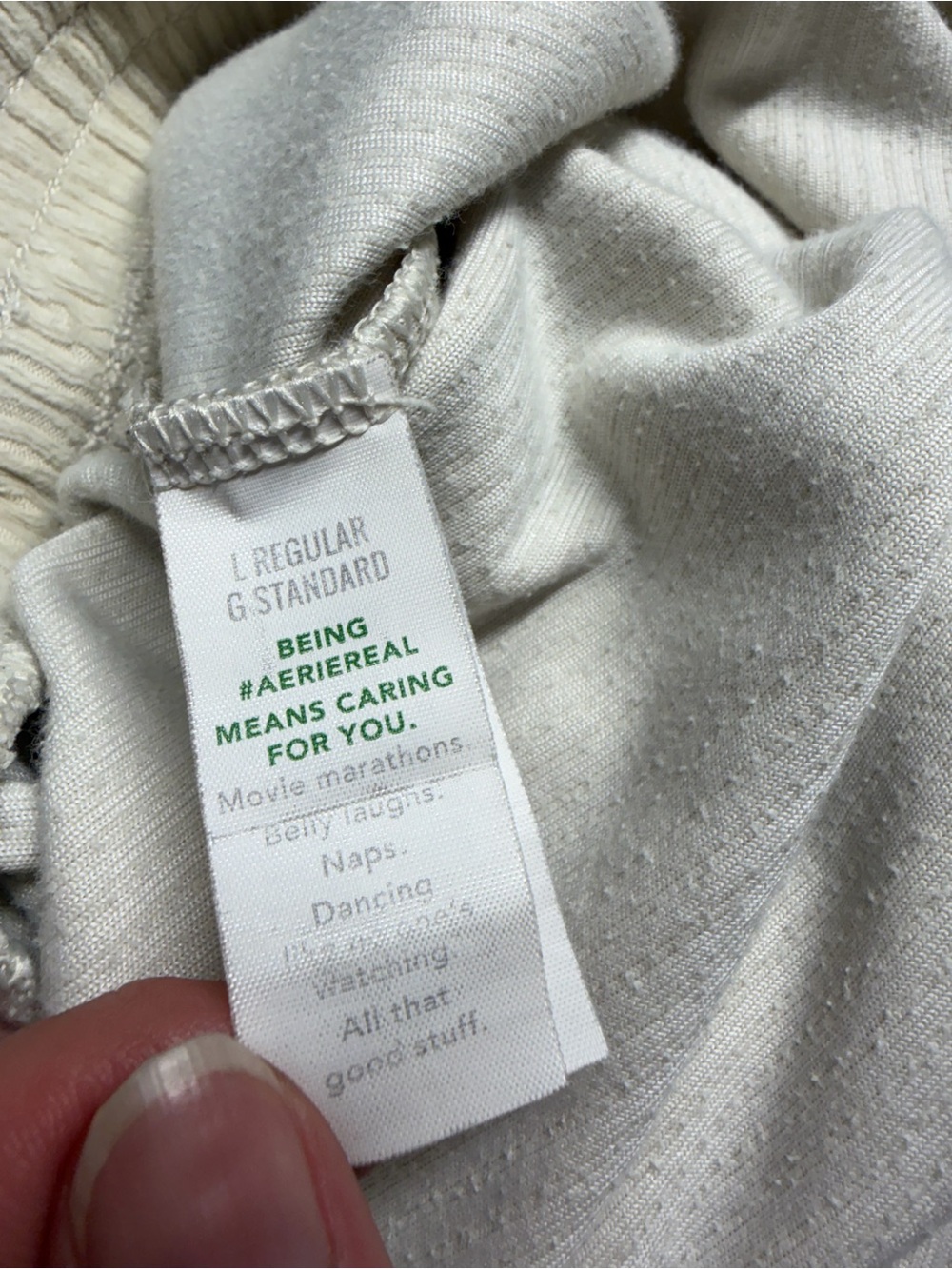 Aerie Cream Ribbed Wide Leg Lounge Pants Soft Knit Pull On - Picture 6 of 6